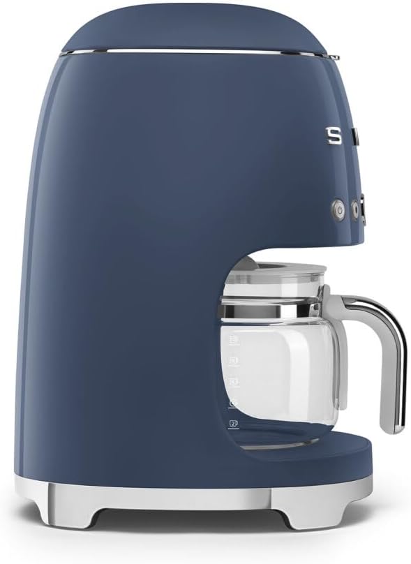 Smeg 50's Retro Style Aesthetic Drip Coffee Machine with 10 Cup Glass Carafe, Auto Start Feature, Keep Warm Plate, and Two Coffee Strength Settings (Navy Blue) - Image 2