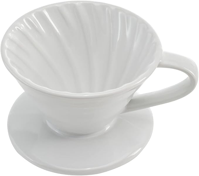 Restaurantware Restpresso 10 Ounce Coffee Dripper 1 Reusable Coffee Cone - With Drip Hole Retains Heat White Ceramic Pour Over Coffee Dripper For Home Cafe Or Restaurants
