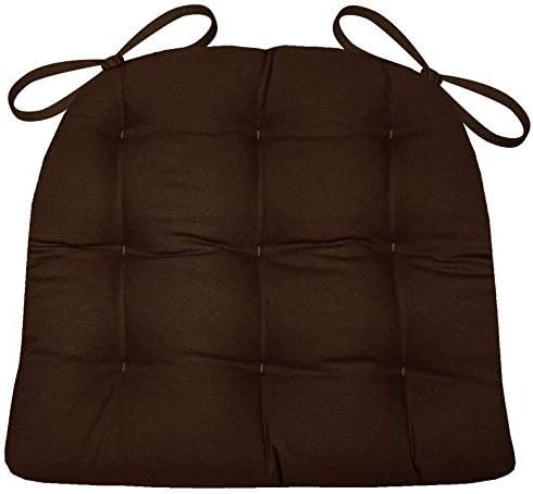 Barnett Home Decor Cotton Duck Brown Dining Chair Pad with Ties - 15 x 17 Size Small Chair Cushion - Latex Foam Fill - Machine Washable, Reversible, Solid Color, 100% Cotton, Made in USA by BarnettHomeDecor