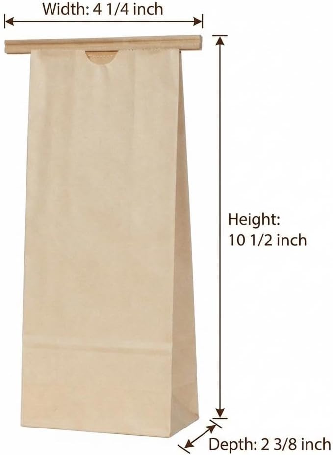 AwePackage Kraft Paper Grease Resistant Tin Tie Bag with Poly Liner (100, 16 oz(1 lbs)) - Image 2
