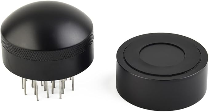 53mm 58mm Needle Tamper for Espresso - 19-Pin 304 Stainless Steel Coffee Distributor with Adjustable Depth Aluminum Handle,for Most Portafilters