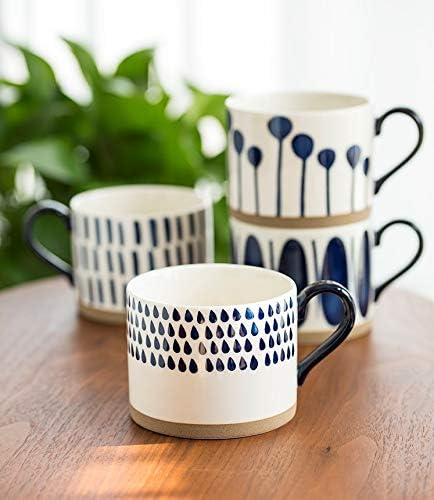 Koja Colorful Hand Painted Ceramic Mugs, 16 oz, Set of 4, Dishwasher Safe | Also microwave safe. Colorful hand painted set makes a great gift for coffee or tea lovers. - Image 8