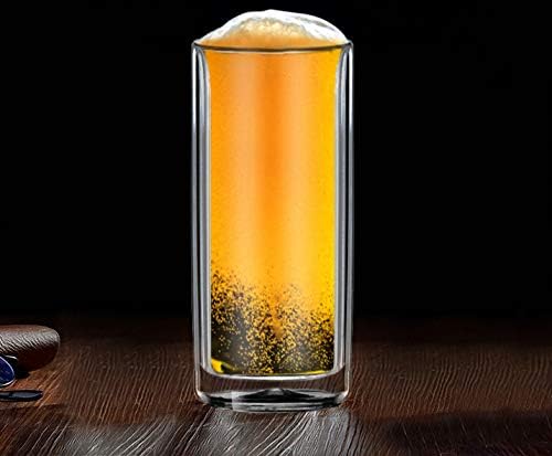 Sun's Tea Double Wall Insulated Glass Tumbler, 16oz (450ml) Highball Glass Cups for Beer, Lemonade, Iced Tea, Tropical Drink, Cocktail, Smoothie, Mojito and Mixed Drinks, Set of 2 - Collins Style - Image 3
