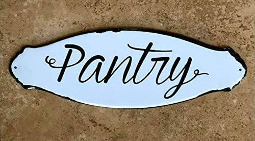 Pantry Wall Door Sign Kitchen Storage Designation Metal Rustic White Black Farmhouse Rustic Vintage Plaque 12" x 4" - Image 5