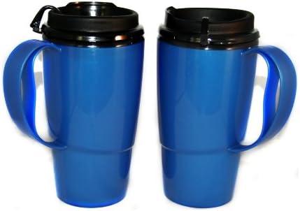 2 Insulated ThermoServ Coffee Mugs 16 oz. Blue by GAMA+Electronics