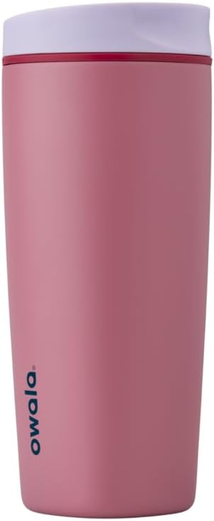 Owala SmoothSip Slider Insulated Stainless Steel Coffee Tumbler, Reusable Iced Coffee Cup, Hot Coffee Travel Mug, BPA Free 20 oz, Purple/Pink (Crochet Queen) by Unknown