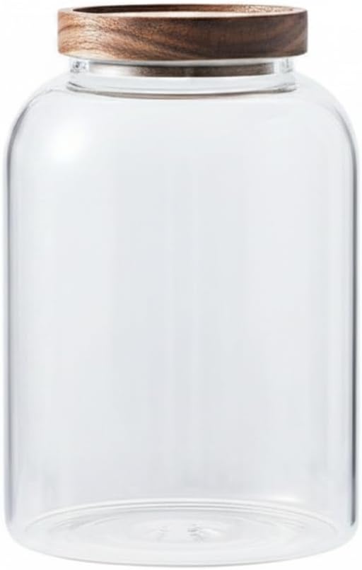 Store Dry Pantry Staples in This Borosilicate Glass Jar with Acacia Wood Lid by Unknown