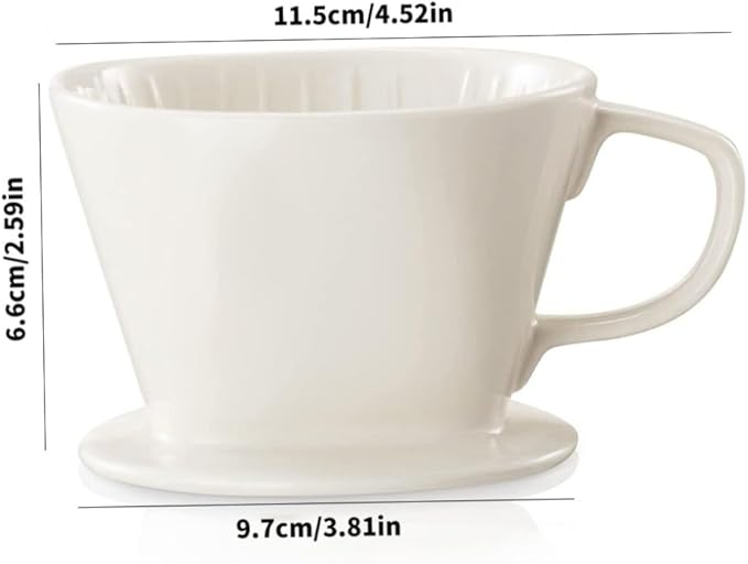 Ceramic Coffee Filter Reusable Pour Over Coffee Maker Dripper with 3 Drip Holes White