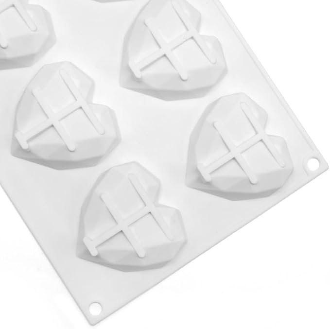 8 Grids Silicone Chocolate Mold Food Grade Diamond Love Heart Shape Cake Baking Mould Non-stick Candle Molds Fondant candy mold (Lover Heart E_11.84 X6.92 X0.88 inch) - Image 4