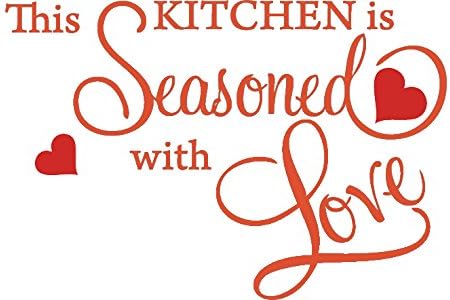 Picniva Orange 22'' X 31'' This Kitchen is Seasoned with Love Wall Quote Sticker by Picniva