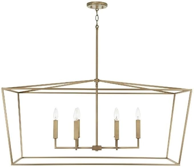 Capital Lighting 837661AD Thea Symmetrical Clear Line Island/Linear Pendant, 6-Light 360 Total Watts, 21" H x 42" W, Aged Brass by CapitalLightingFixtureCompany