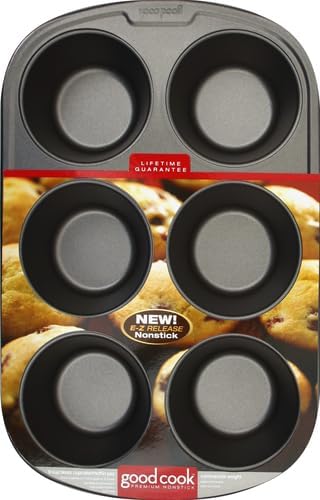 GoodCook Everyday Nonstick Steel Jumbo Texas Muffin Pan,6-cup,Gray,(Pack of 12) - Image 2