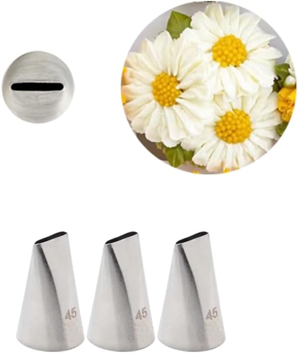 Piping Tip #45 for Flower, Stripes, Ribbons, and Bows, 3-Piece Set Basketweave Tip #45