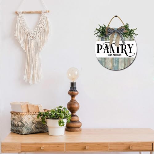 FemiaD Pantry Sign Kitchen Wall Decor Front Door Decorations Round Rustic Wood Hanging Sign for Farmhouse Porch Outdoor Home Holiday Decor 11inch - Image 4