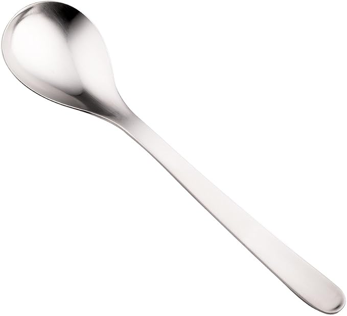 Sori Yanagi Simple Form Cutlery for Easy Use, Tsubamesanjo Stainless Steel Dessert Spoon, Sleek Design for Smooth Taste and Dishwasher Safe, Brushed Finish by Unknown