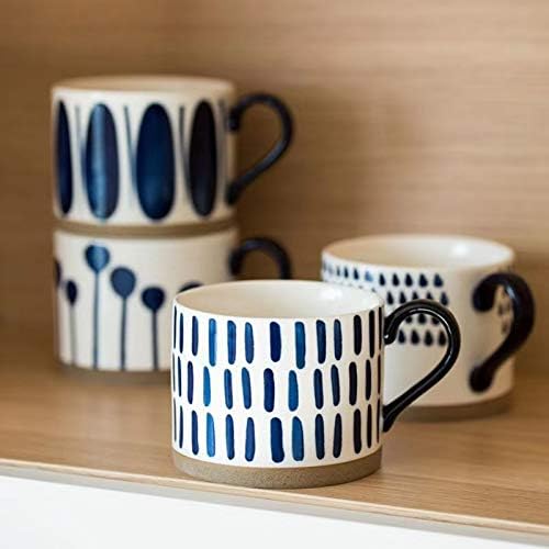 Koja Colorful Hand Painted Ceramic Mugs, 16 oz, Set of 4, Dishwasher Safe | Also microwave safe. Colorful hand painted set makes a great gift for coffee or tea lovers. - Image 3
