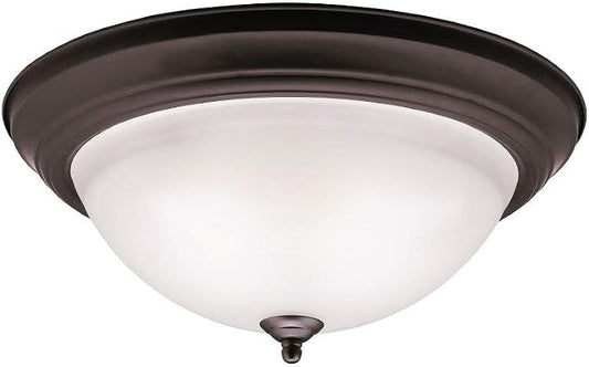 Kichler 15.25" 3-Light Flush Mount Light, Olde Bronze | Light umber etched glass adds warm ambient lighting for living spaces (15.25" x 6.5"), 8116OZ by KichlerLighting