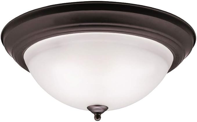 Kichler 16" 3-Light Flush Mount Light, Brushed Nickel | Satin etched glass diffuser complements kitchens, bathrooms, and hallways (16" x 7"), 8116NI - Image 2