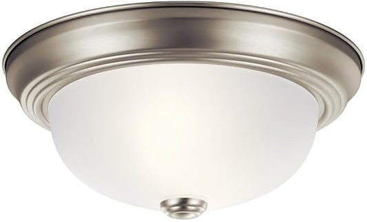 Kichler 2-Light Flush Mount Light, Brushed Nickel | Flush mount light for kitchens, dining rooms, living rooms, and hallways (12" x 7"), 8111NI by KichlerLighting