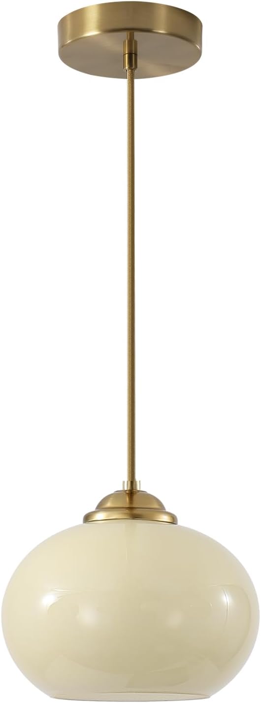 KCO Lighting Gold Kitchen Island Lighting Small Yellow Glass Globe Pendant Light Fixture Brass Hanging Light Fixture for Dining Room Entryway Hallway by KCOLighting