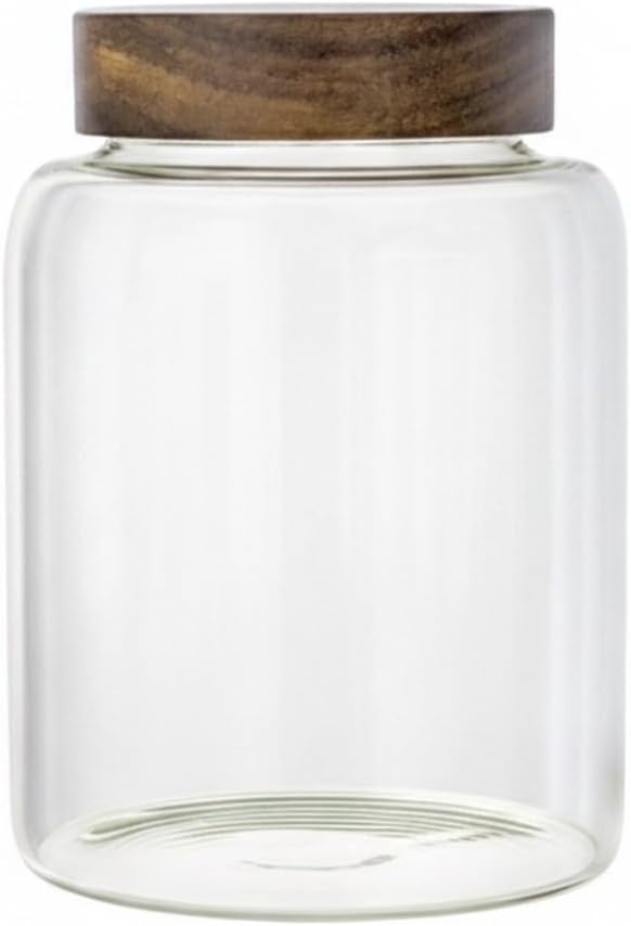 Store Dry Pantry Staples in This Borosilicate Glass Jar with Acacia Wood Lid by Unknown