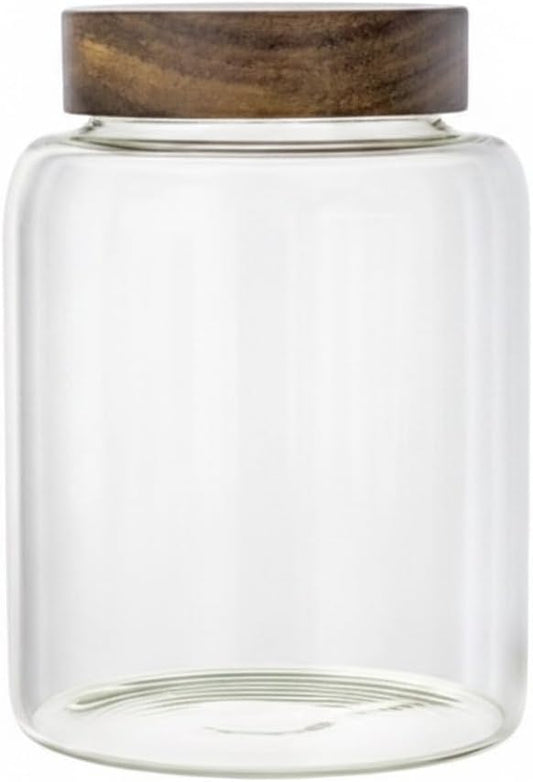 Store Dry Pantry Staples in This Borosilicate Glass Jar with Acacia Wood Lid by Unknown