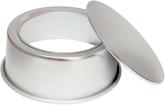 SaditY Round Hollow Chiffon Cake Mold,Cake Mold 6/8 Inch Nonstick Baking Mould Aluminum Alloy Round with Removable Bottom Baking Tray Bakeware(8 inch), Silver - Image 2