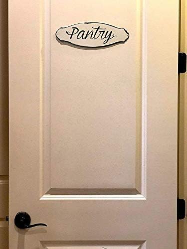 Pantry Wall Door Sign Kitchen Storage Designation Metal Rustic White Black Farmhouse Rustic Vintage Plaque 12" x 4" - Image 4