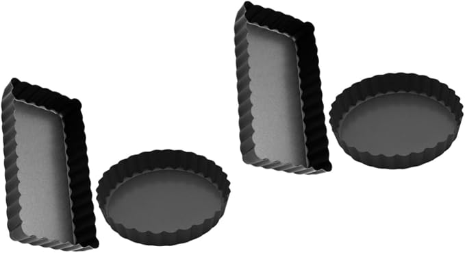 Garneck 4pcs Non-stick Baking Pan and Tart Dish Removable Bottom for Cakes Pies and Quiches Home Kitchen and Bakery by GARNECK
