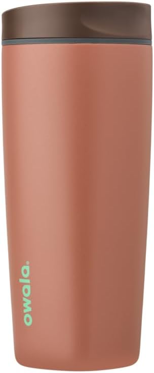 Owala SmoothSip Slider Insulated Stainless Steel Coffee Tumbler, Reusable Iced Coffee Cup, Hot Coffee Travel Mug, BPA Free 20 oz, Cozy Cocoa by Unknown