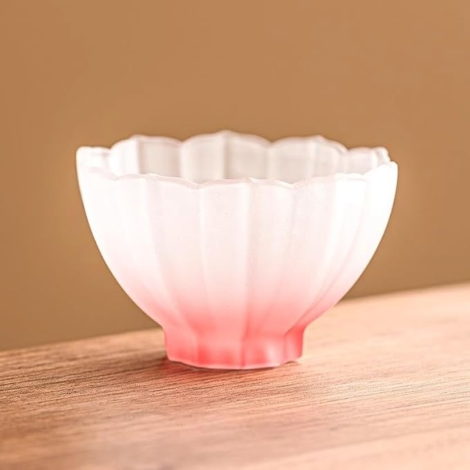 drinking glassware Lotus-shaped Glaze Glass Cup ,70ml(Pink) - Image 3
