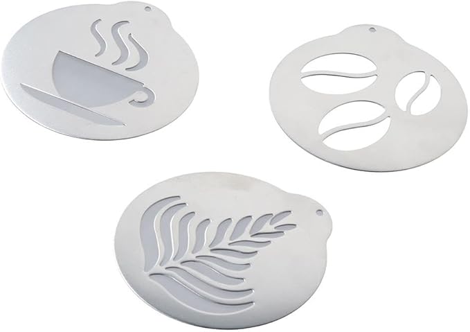 5Pcs Stainless Steel Coffee Decorating Stencils Metal Foam Latte Art Templates, Reusable Barista Cappuccino Chocolate Templates Coffee Garland Mould Cake Decorating Tool
