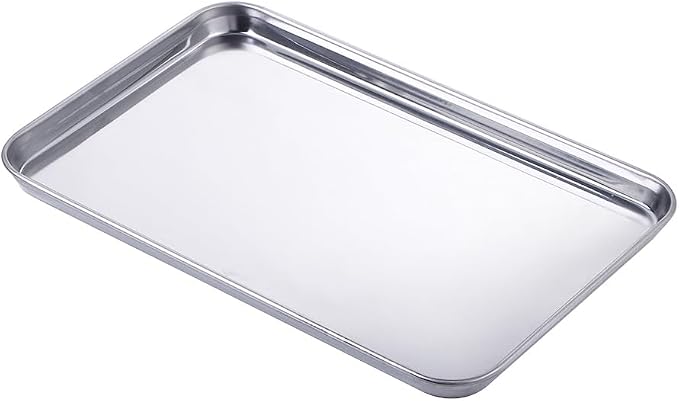Baking Tray Storage Pastry Cookie Sheets Sturdy Fruit Plate Anti-Rust Rectangle Cake Dish(35x25x1.5 CM) by Unknown