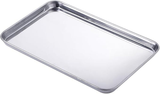 Baking Tray Storage Pastry Cookie Sheets Sturdy Fruit Plate Anti-Rust Rectangle Cake Dish(22.8x14.8x1.2 CM) by Unknown