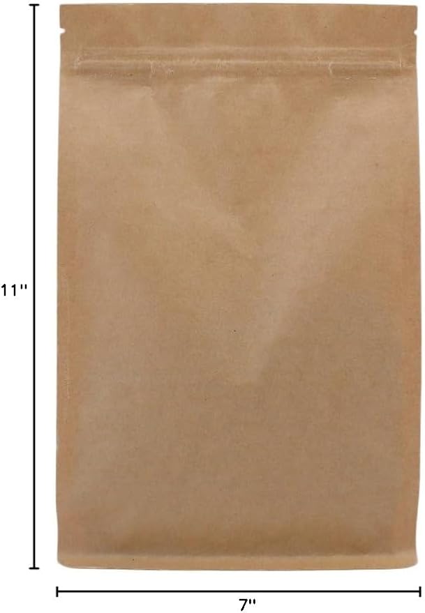 100PCS Brown Kraft Stand-Up Side Gusset Zip Top Lock Bags w/Window 18x28+8cm (7x11+3.1") - Image 8