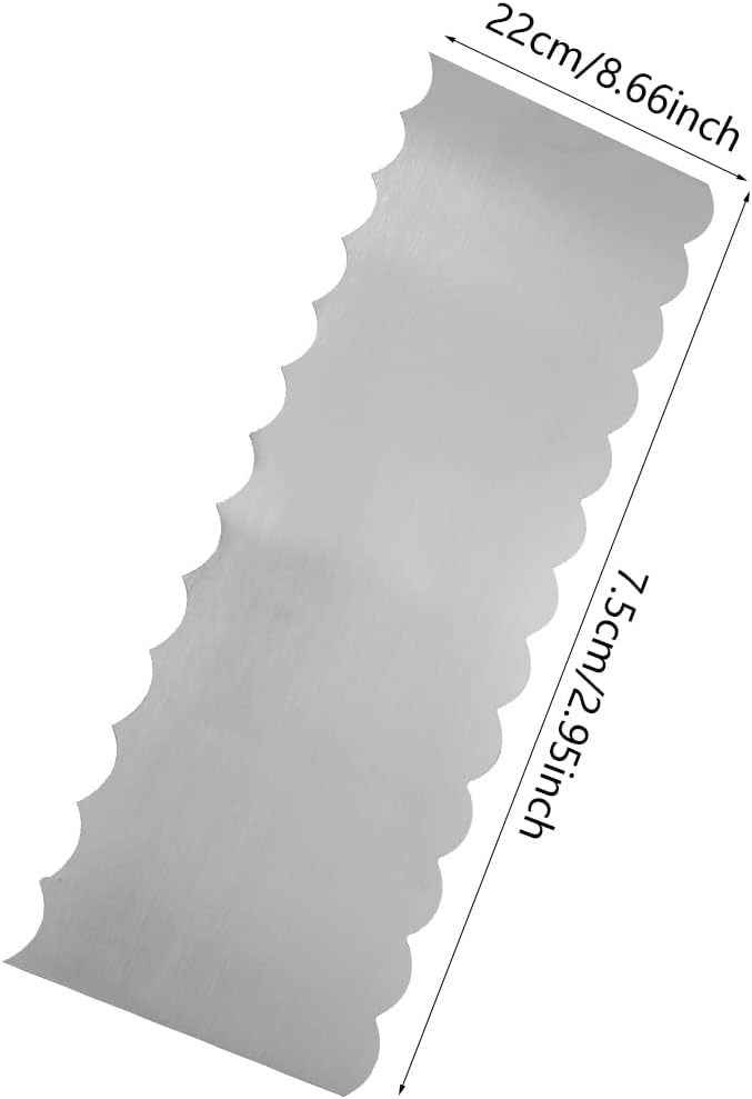 8.6 Inch Stainless Steel Cake Scraper Metal Scraper for Cake Smoother Leveler Scraper Cake Decorating Comb Cake Cutter for Mousse Butter Cream (Style 4)