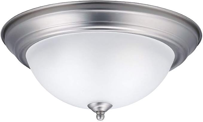 Kichler 13.25" 2-Light Flush Mount Light, Brushed Nickel | Satin-etched glass diffuser delivers balanced ambient lighting (13.25" x 6"), 8112NI - Image 2