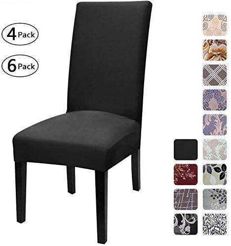 Fuloon 6 Pack Super Fit Stretch Removable Washable Short Dining Chair Protector Cover Seat Slipcover for Hotel, Dining Room, Ceremony, Banquet Wedding Party | Solid Black, Set of 6, Super Fit, Stretch, Removable, Washable, Suits for Hotel, Dining Room,... - Image 7