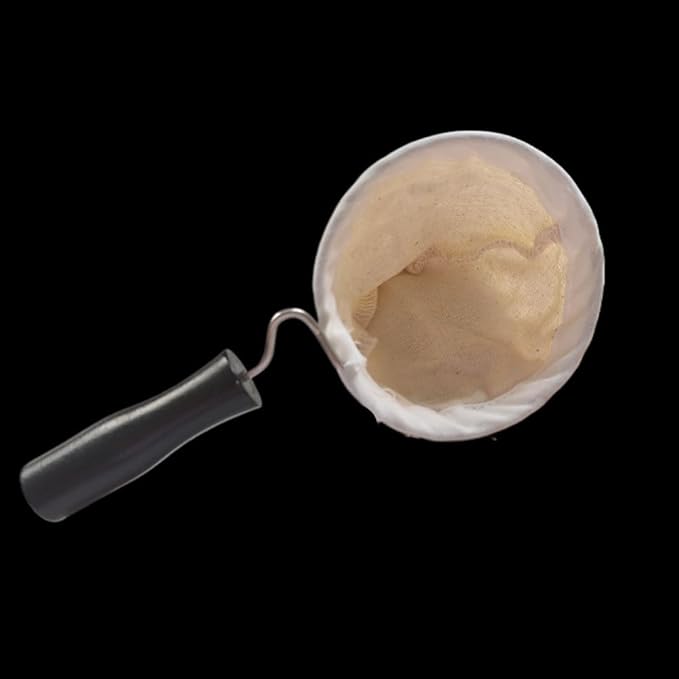 Reusable Coffee Filter with Wooden Handle, Cafe Flannel Cloth Filter Strainer Bag for Coffee Lover, Small Handmade Coffee Sock(S)