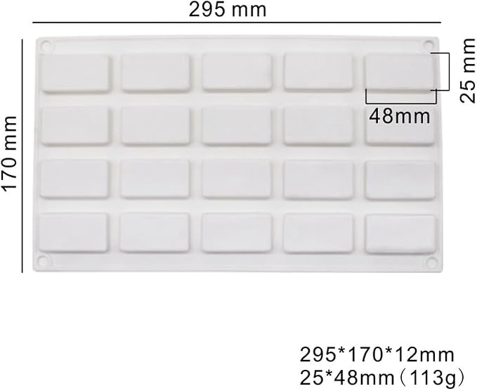 20 Cavity Rectangle Silicone Mold Soap Mold Candy Making Mold Cake Decorating Tools Chocolate Baking Mold Jelly Ice Tray Mould (Rectangle I_11.8 X6.8 X0.48 inch) - Image 5