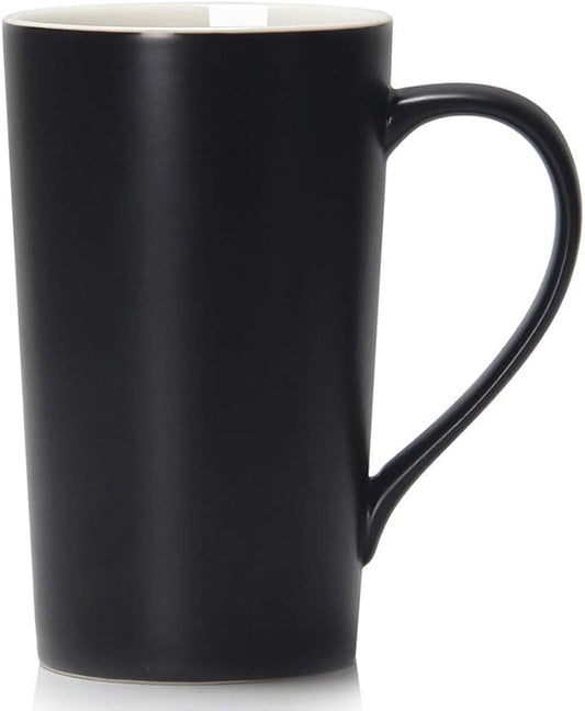 20 Ounces Extra Large Coffee Mug, M007 Tall Big Ceramic Latte Cappuccino Tea Cup with Handle for Dad Men Coworkers,Ideal Mugs for Office Home Daily Use, Black by Smilatte