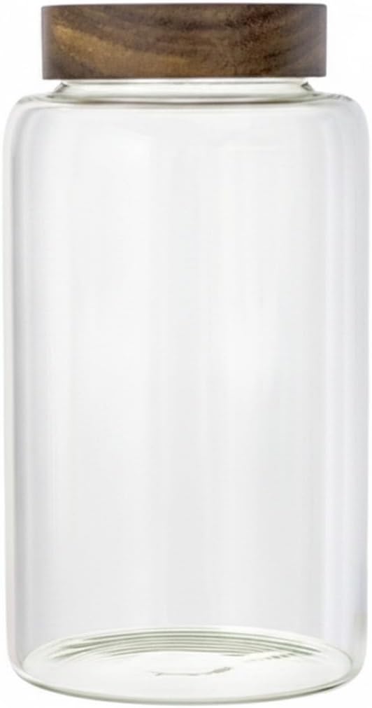 Easy-Access Borosilicate Glass Jar with Acacia Wood Lid for Quick Pantry Organization by Unknown