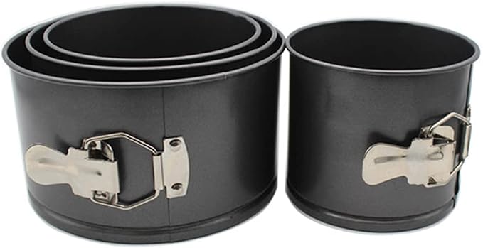4 pcs Springform Pan Set, 4 5 6 7 inches Round Cake Tin with Removable Bottom, Nonstick Leakproof Carbon Steel Cheese Cake Pans Mold for Baking(COLOR:Black) - Image 8