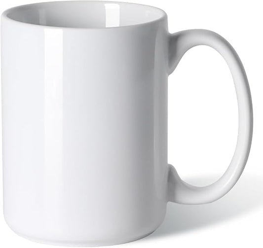 16 OZ Coffee Mug, Classic Blank Ceramic Cup with Large Handle for Tea Latte Cappuccino, White by Smilatte