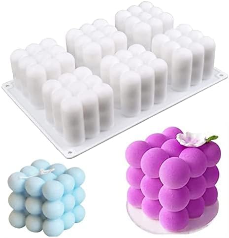 3D Candle Shape Silicone Baking Mold for Mousse Cake, Silicone Molds for Chocolate, French Dessert Mold for Pastry Chocolate, Reusable Non-Stick Easy Release Baking Molds(6-Cavity)