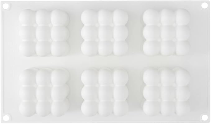 Restaurantware Pastry Tek Silicone Bubble Cube Baking Mold - 6-Compartment - 10 count box