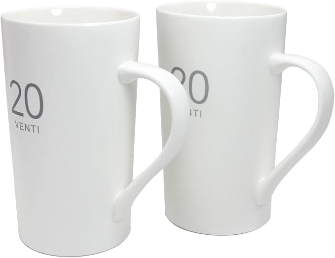 Number Large Coffee Mug Set of 2, Tall White Ceramic Coffee Cup, 20 oz Mug for Coffee, Cocoa, Latte, Milk, Tea by Momugs