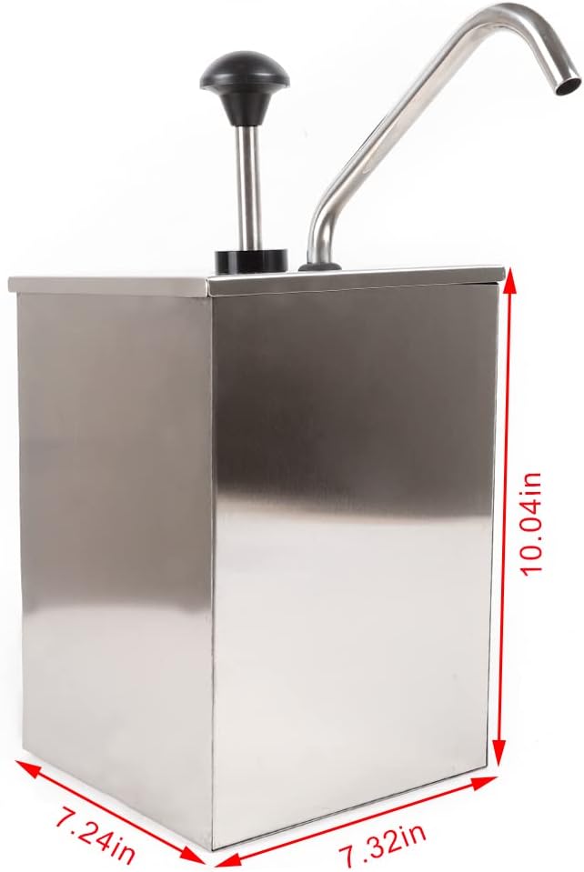 Sauce Dispenser Pump, Commercial Stainless Steel Condiment Pump Station, 4.2Quart Condiment Pump Dispenser for Ketchup Dressing Syrup