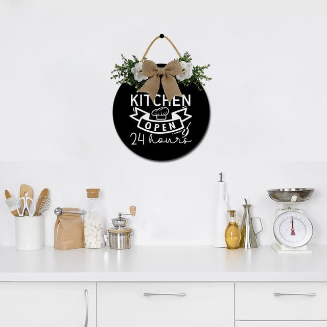 Kitchen Sign Kitchen Hanging Sign Decor Kitchen Open 24 Hours Sign Rustic Wall Decoration Wood Sign for Dining Room Housewarming 12inch - Image 5