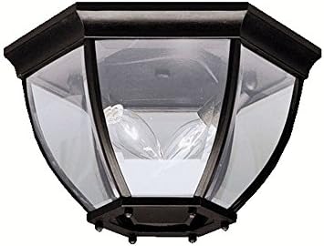 Kichler 12" 2-Light Outdoor Flush Mount Light, Black | Clear beveled glass ceiling light for covered porches and entryways (12" x 7"), 9886BK - Image 3